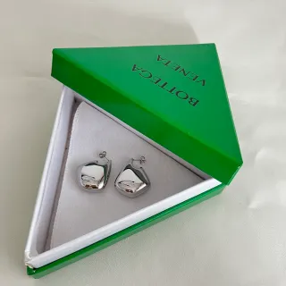 Bottega Veneta Asymmetrical Polished Silver Teardrop Stud Earrings
