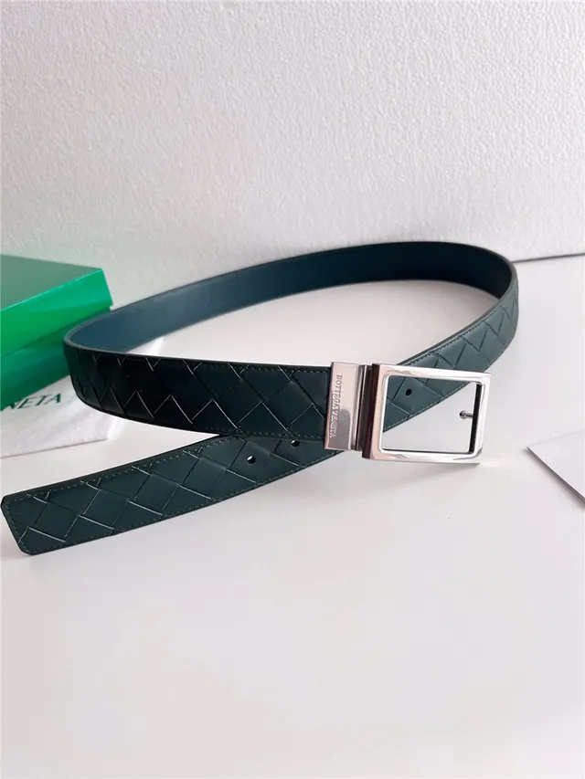 Bottega Veneta Cassette Intrecciato 黑色和绿色皮革腰带 14