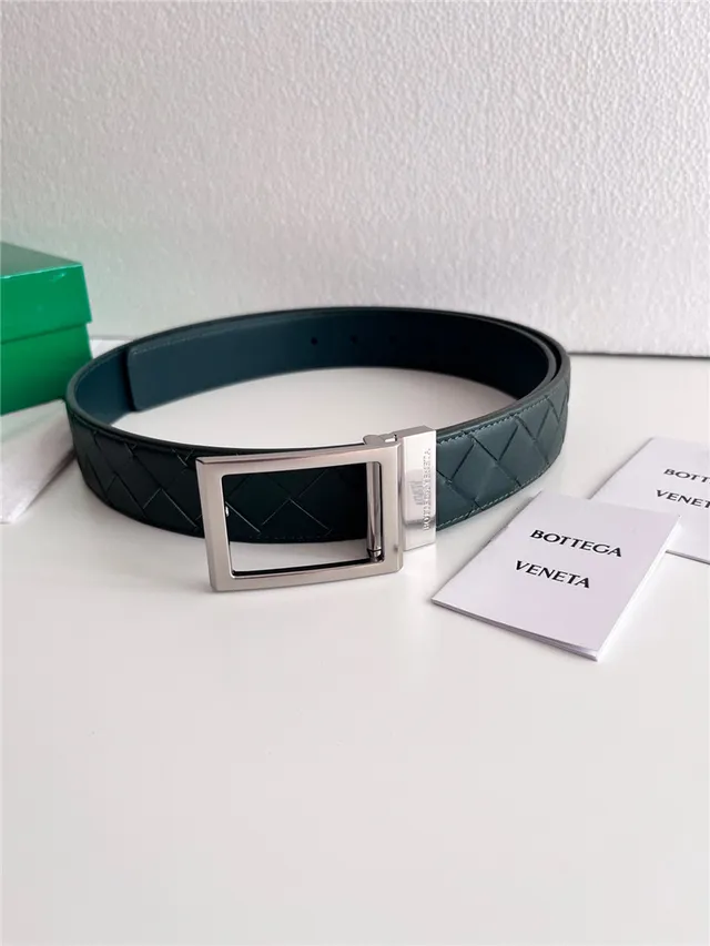 Bottega Veneta Cassette Intrecciato 黑色和绿色皮革腰带 19
