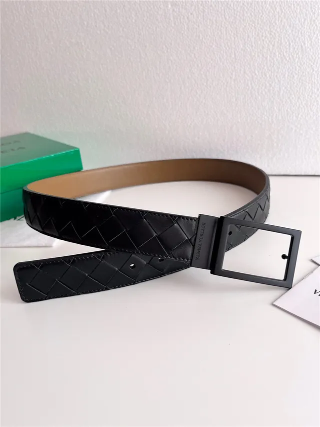 Bottega Veneta Cassette Intrecciato 黑色和绿色皮革腰带 20