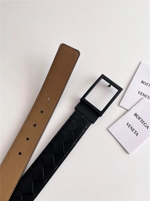 Bottega Veneta Cassette Intrecciato 黑色和绿色皮革腰带 24