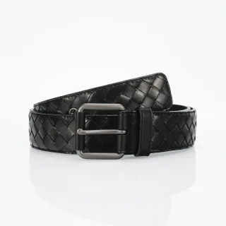 Bottega Veneta Cassette Intrecciato Black Leather Belt