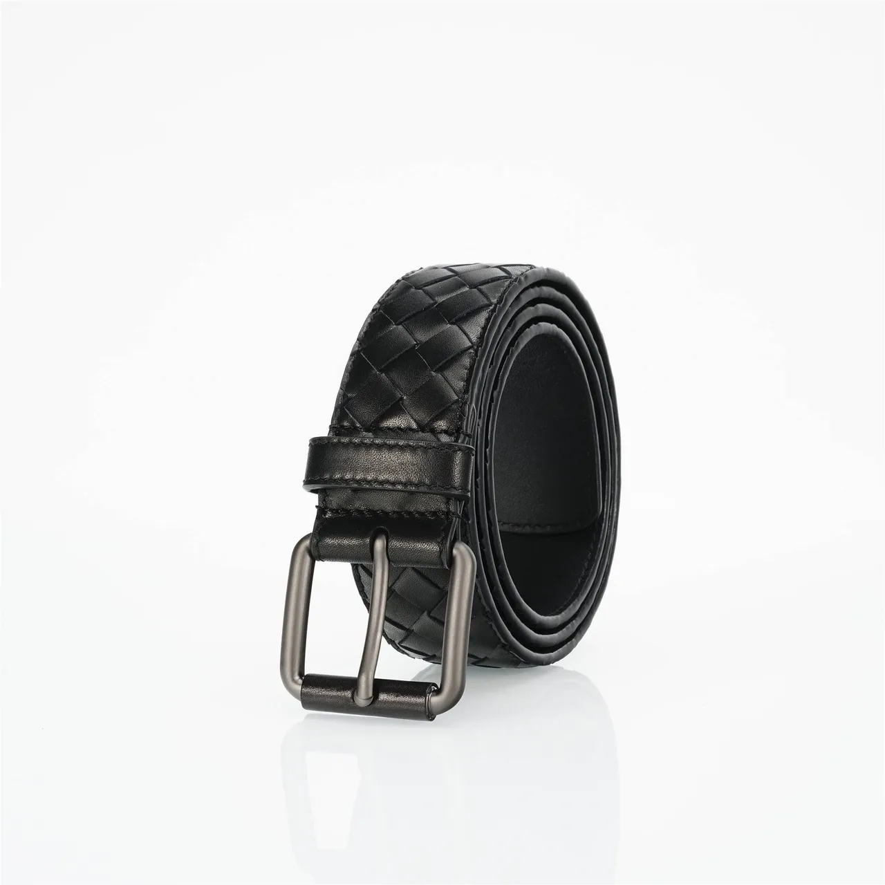 Bottega Veneta Cassette Intrecciato Black Leather Belt 7