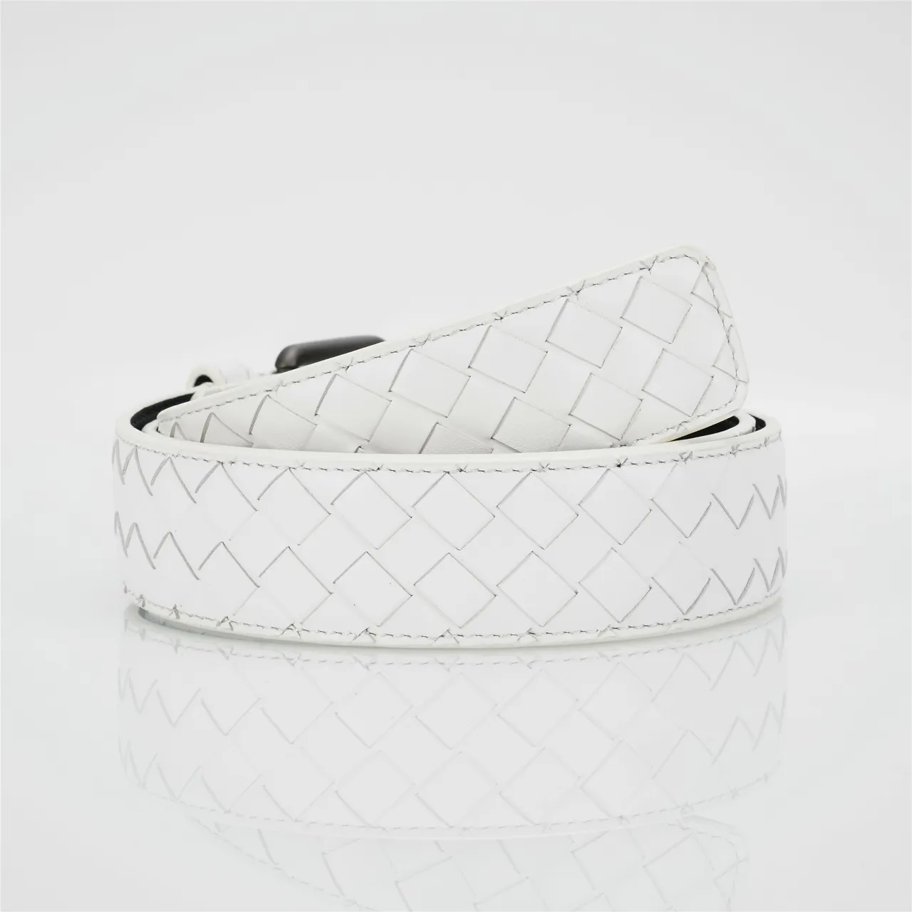 Bottega Veneta Cassette Intrecciato সাদা চামড়ার বেল্ট 3