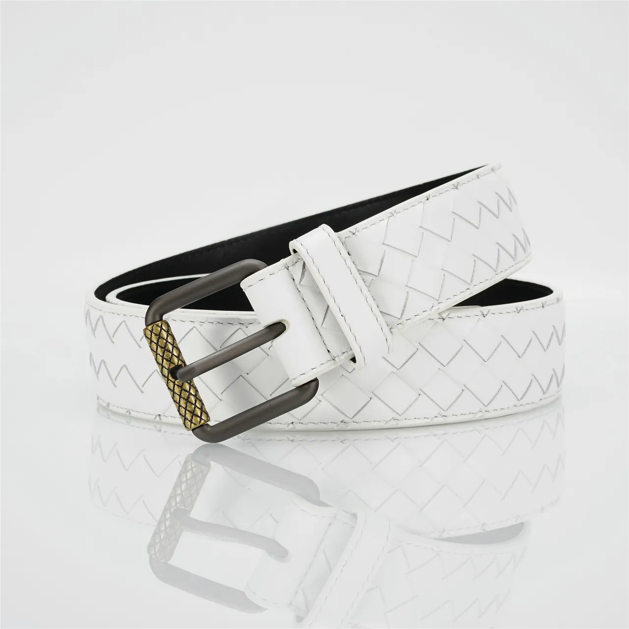 Bottega Veneta Cassette Intrecciato সাদা চামড়ার বেল্ট 4