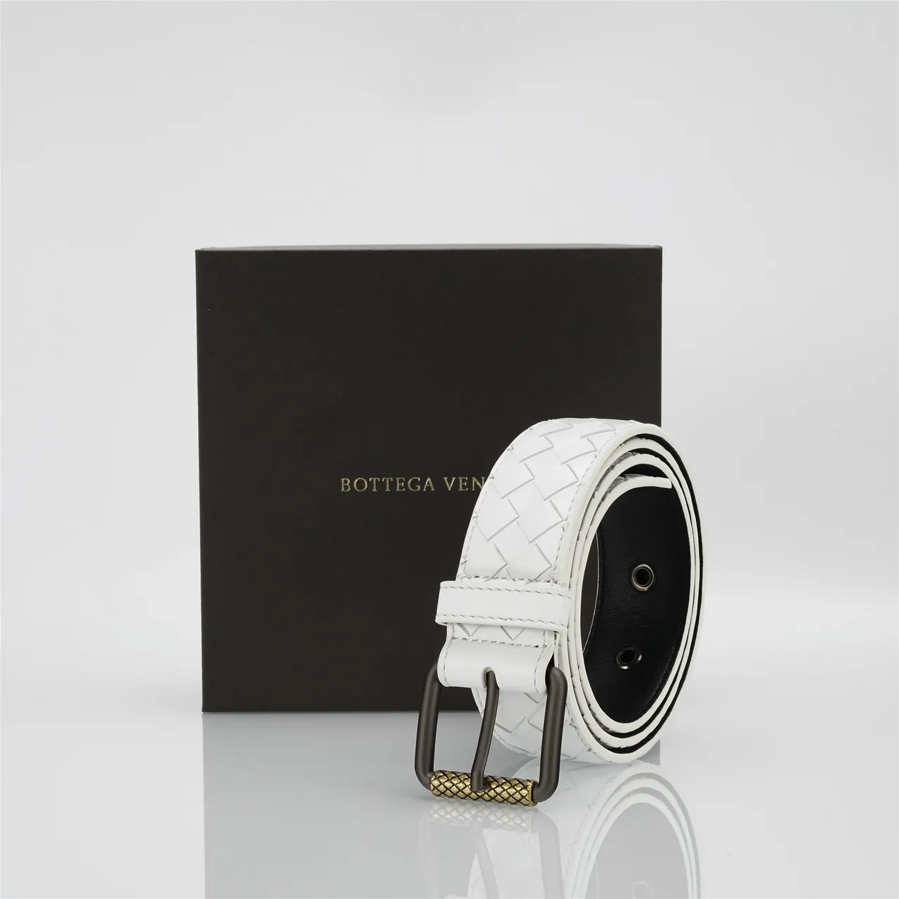 Bottega Veneta Cassette Intrecciato সাদা চামড়ার বেল্ট 6