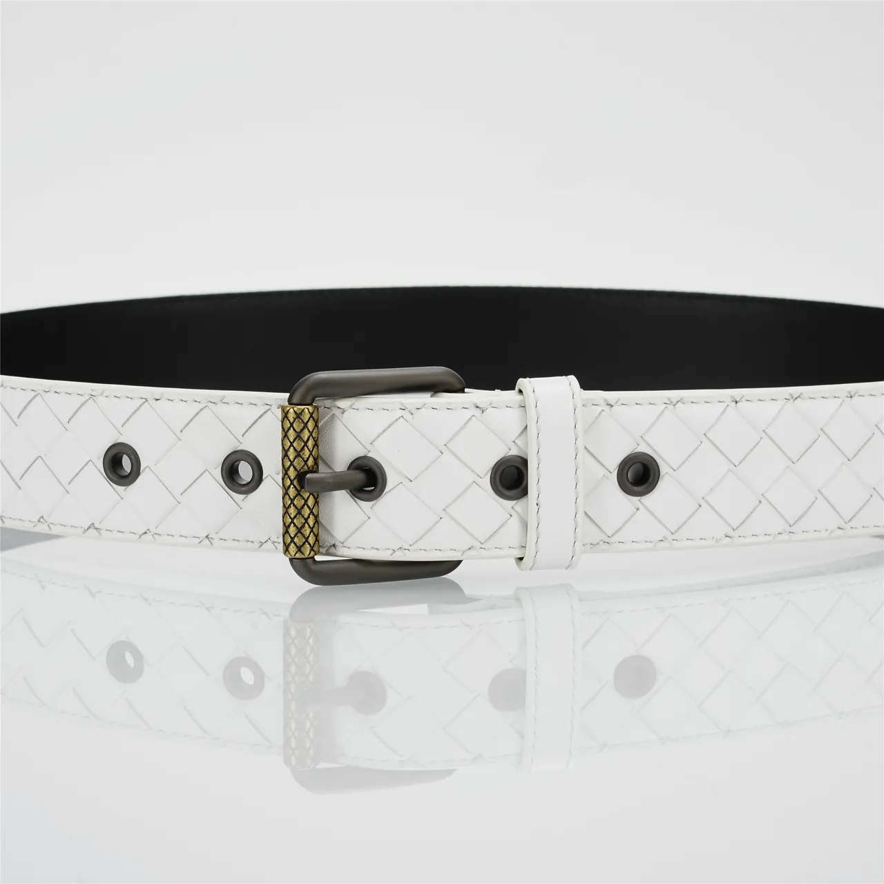 Bottega Veneta Cassette Intrecciato সাদা চামড়ার বেল্ট 8