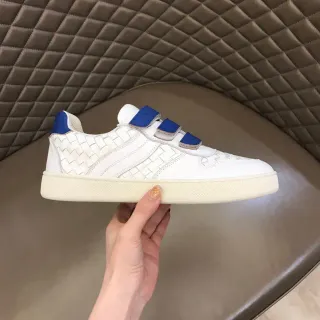 Bottega Veneta Cassette White and Blue Woven Leather Lifestyle Sneakers