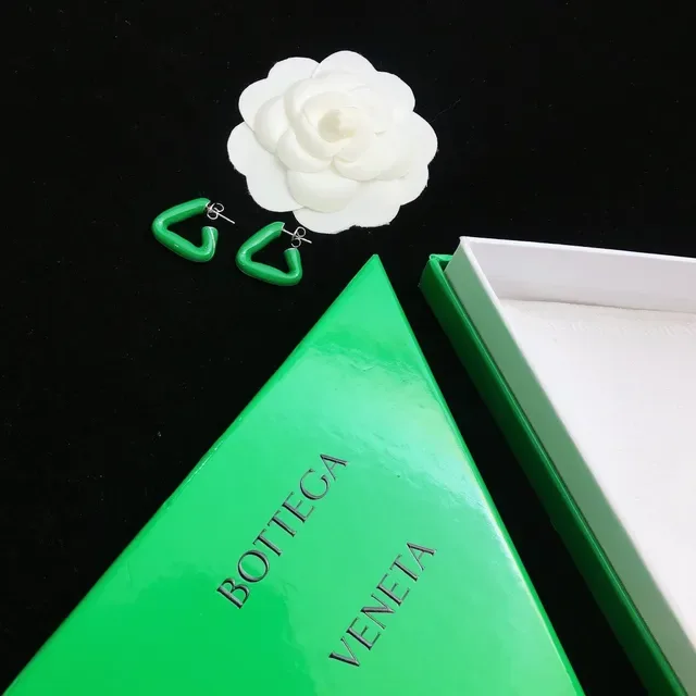 Bottega Veneta Geometric Green Open Hoop Earrings 4