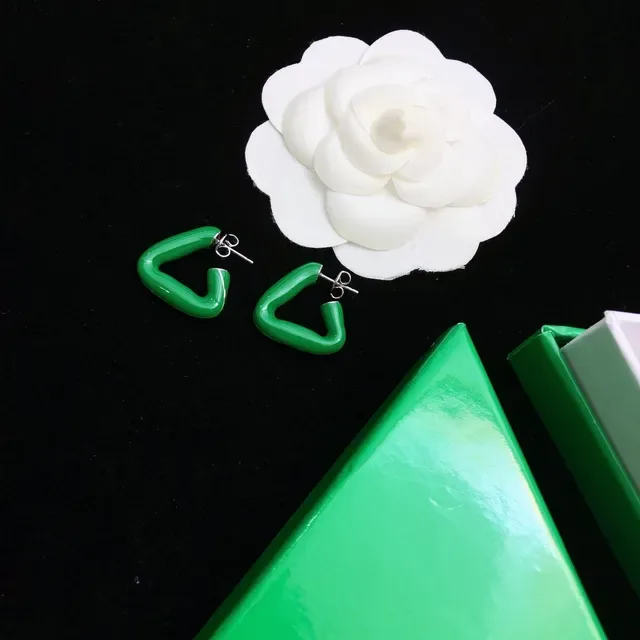 Bottega Veneta Geometric Green Open Hoop Earrings 6