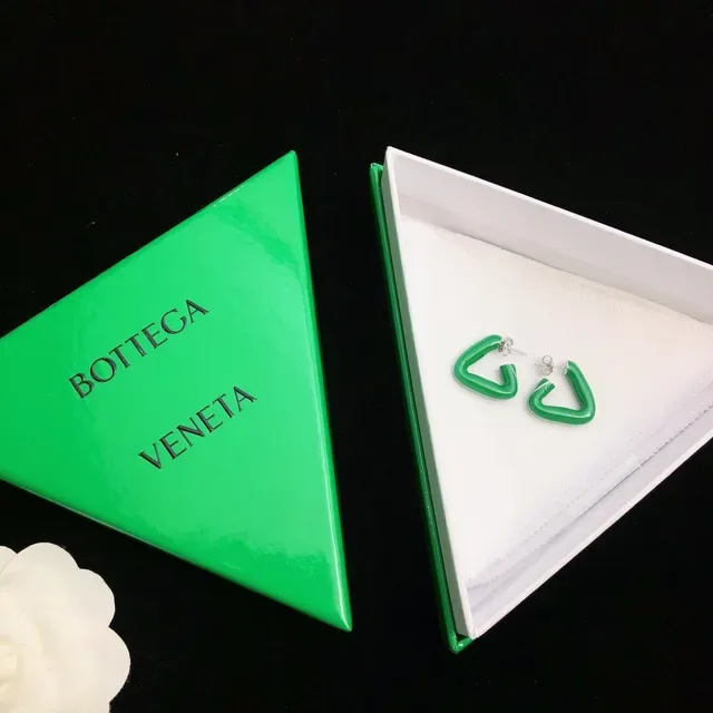 Bottega Veneta Geometric Green Open Hoop Earrings 8