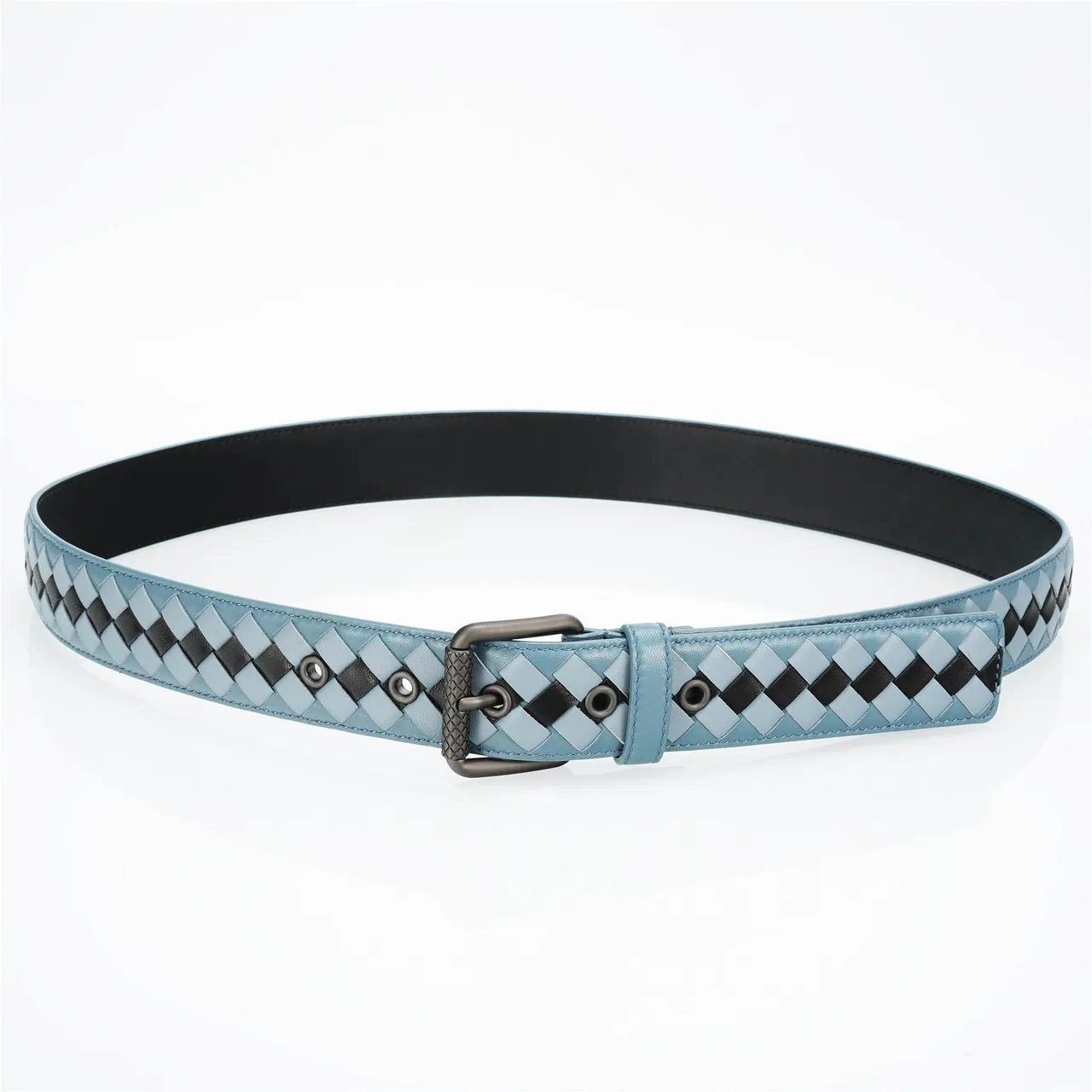 Bottega Veneta Intrecciato cinto Azul Preto entrelaçado Duas Cores Couro Cinto 9