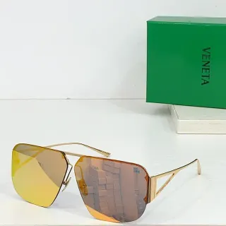 Bottega Veneta Shield Aviator Gold Yellow Metal Frame Sunglasses