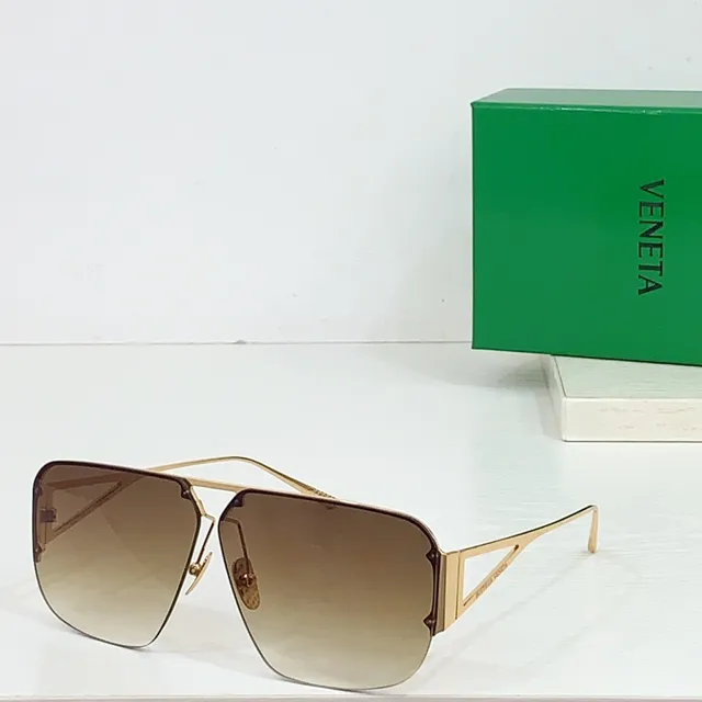 Bottega Veneta Shield Aviator Gold Yellow Metal Frame Sunglasses 4