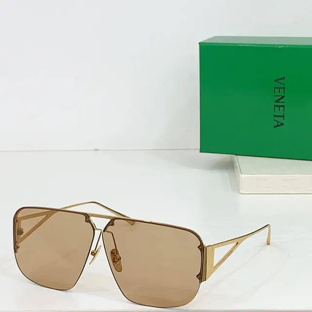 Bottega Veneta Shield Aviator Gold Yellow Metal Frame Sunglasses 9