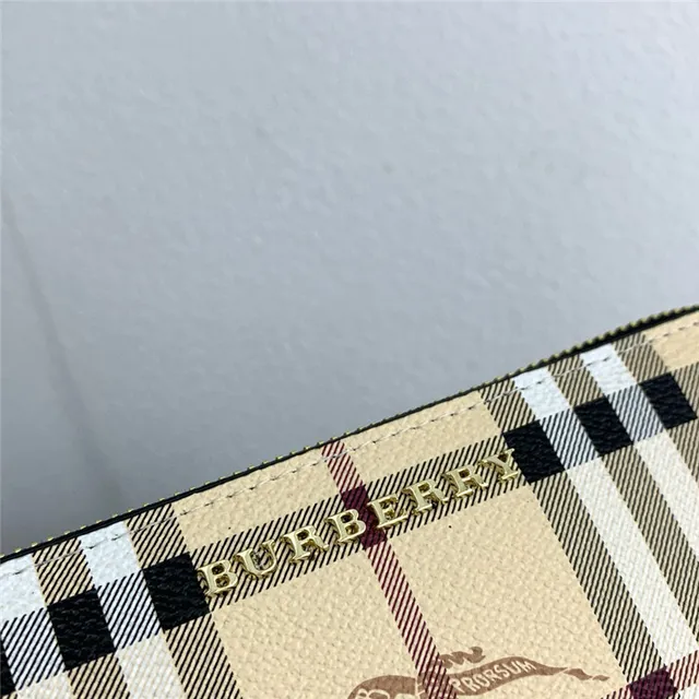 Burberry beige multicol casa a cuadros escocés grabado ecuestre caballero billetera larga 11
