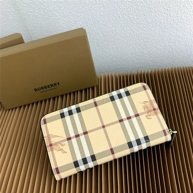 Burberry beige multicol casa a cuadros escocés grabado ecuestre caballero billetera larga 17