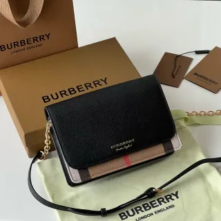 Burberry Bolsa Preta e Bege House Check Flap-Over Corrente Crossbody