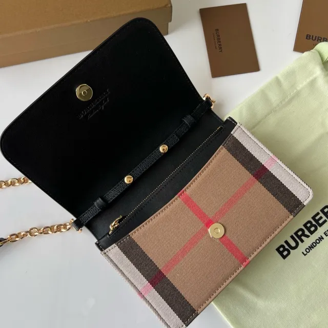 Burberry Negro y Beige House Check Flap-Over Cadena Bolso cruzado 4