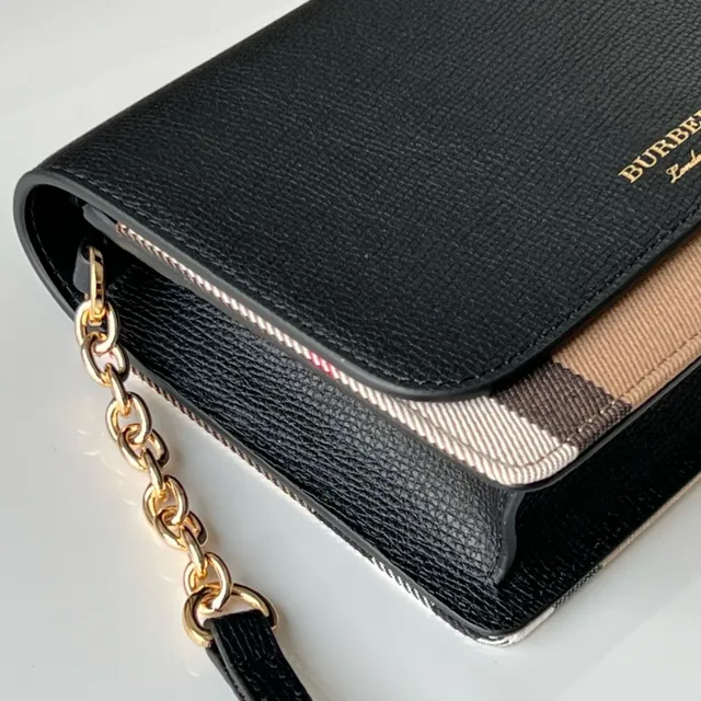Burberry Negro y Beige House Check Flap-Over Cadena Bolso cruzado 5