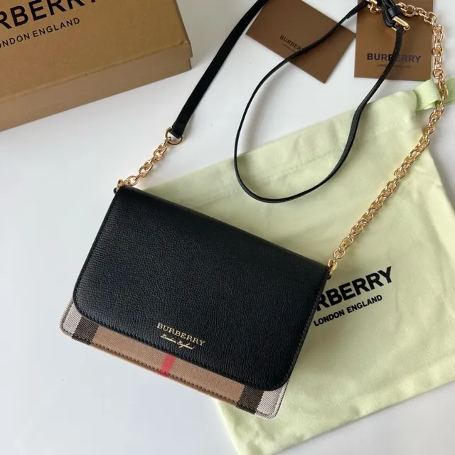 Burberry Negro y Beige House Check Flap-Over Cadena Bolso cruzado 7