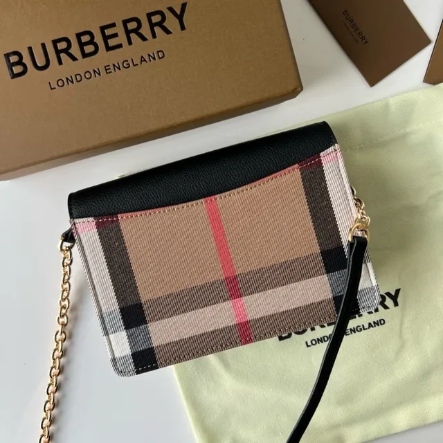Burberry Negro y Beige House Check Flap-Over Cadena Bolso cruzado 8