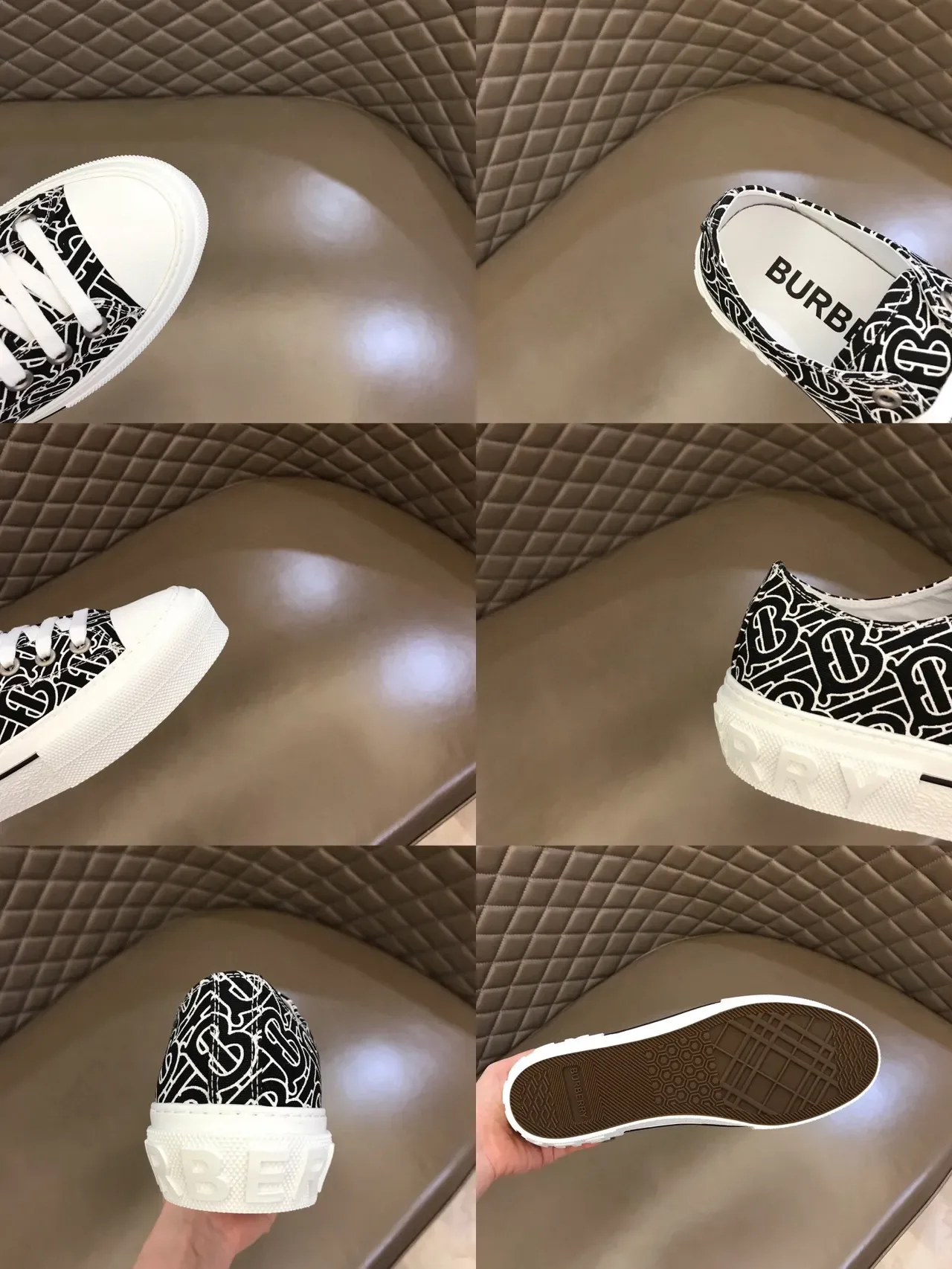 Burberry Black White Monogram-Printed Platform Sole Lifestyle Sneakers 2