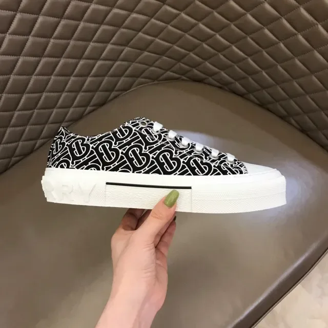 Burberry Black White Monogram-Printed Platform Sole Lifestyle Sneakers 5
