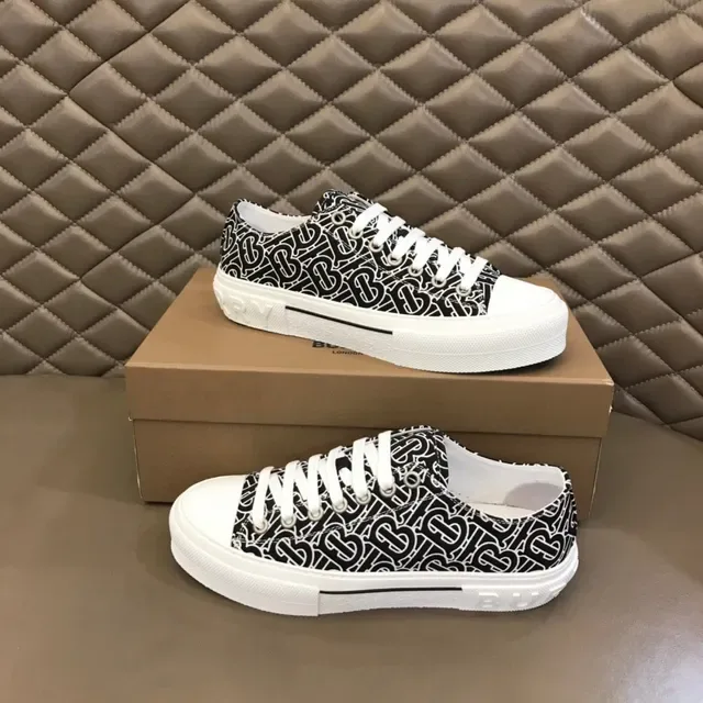 Burberry Black White Monogram-Printed Platform Sole Lifestyle Sneakers 6