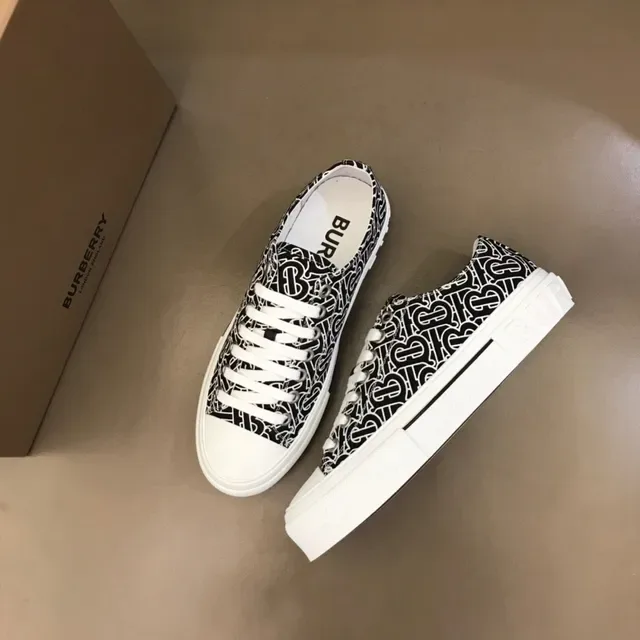 Burberry Black White Monogram-Printed Platform Sole Lifestyle Sneakers 8