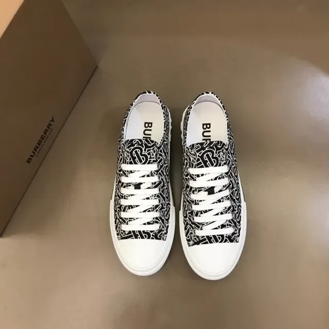 Burberry Black White Monogram-Printed Platform Sole Lifestyle Sneakers 9