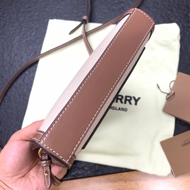 Burberry Brown Beige Structured Rectangular Top-Handle Cutout Handbag 6