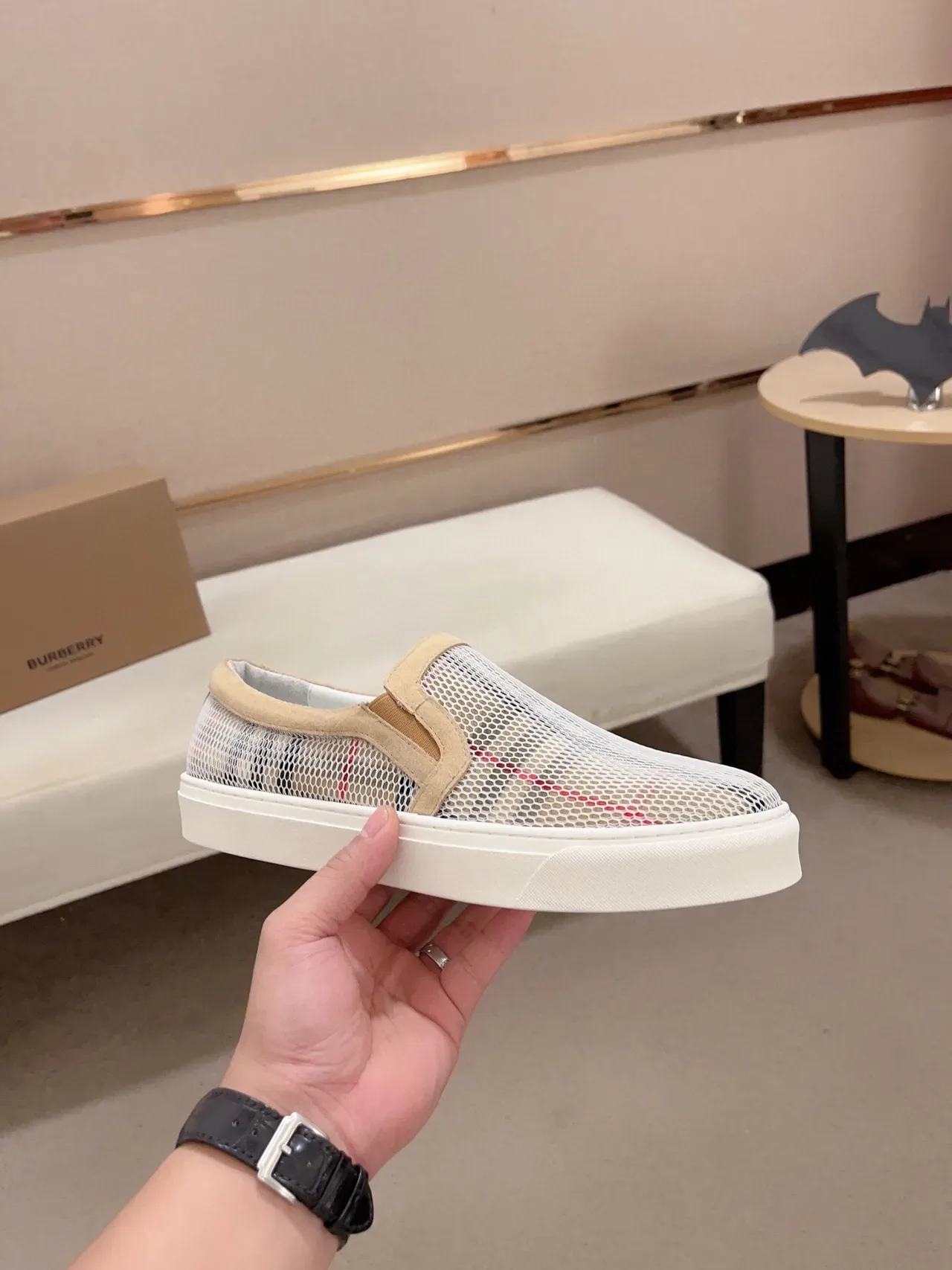 Burberry Check Mesh Slip-On Lifestyle Zapatillas 4