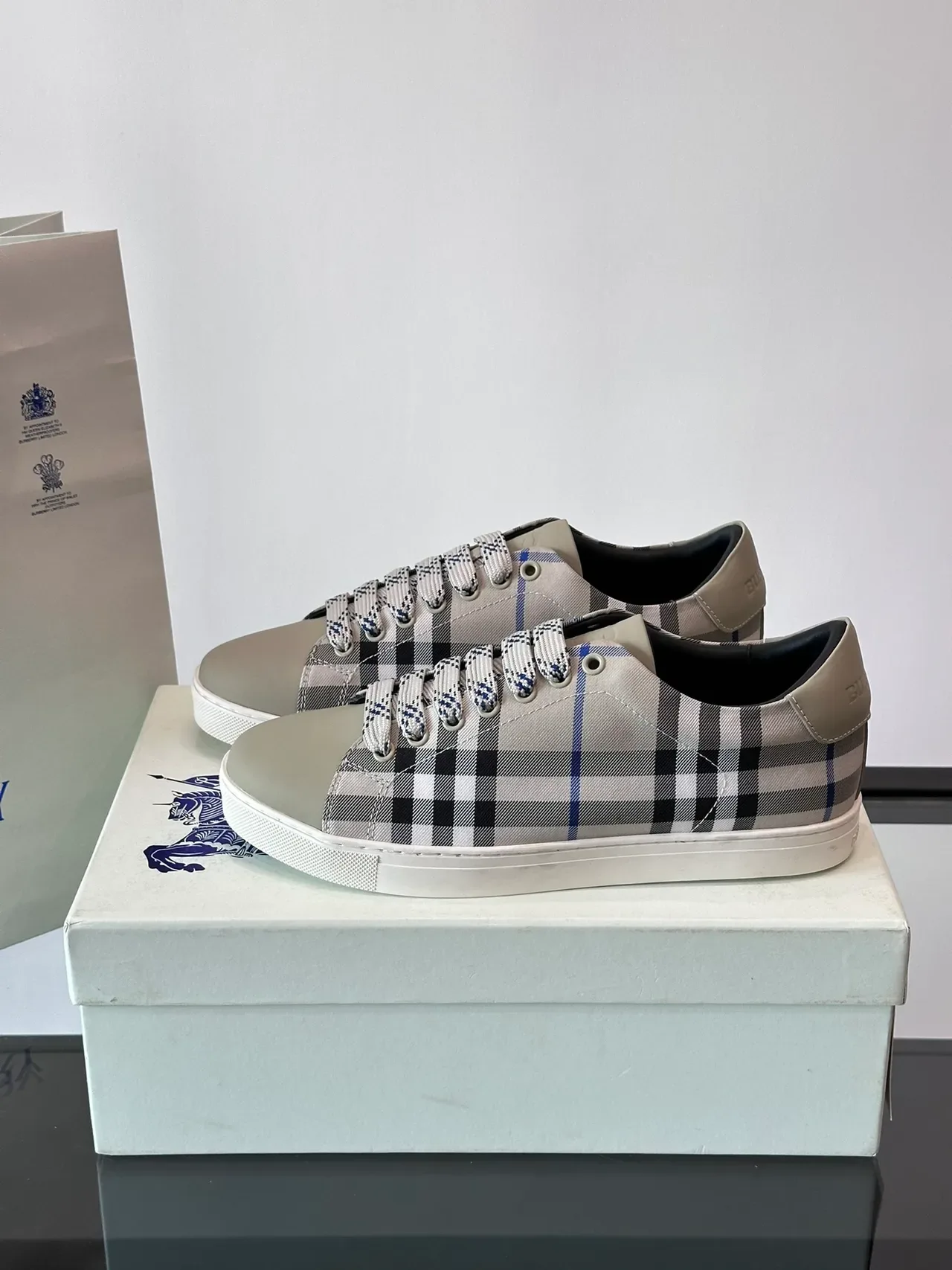 Burberry Check-Panel Beige Lifestyle Sneakers 4