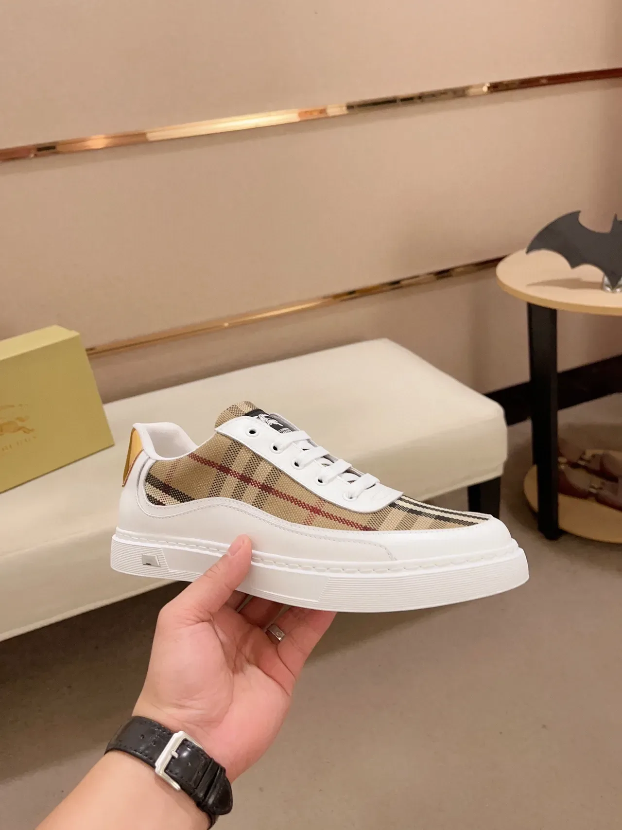 Burberry Check-Panel Sneaker Blanco 7