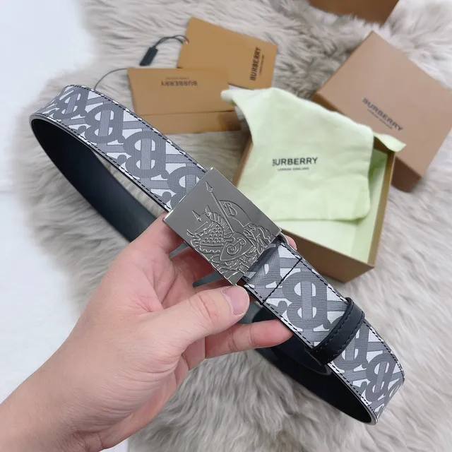 Burberry Knight Belt toile Monogram et Ceinture en cuir bleu marine 2