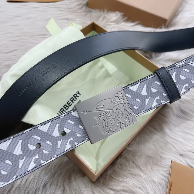 Burberry Knight Belt toile Monogram et Ceinture en cuir bleu marine 8