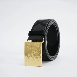 Burberry Knight Black House Check Cinto de couro tecido