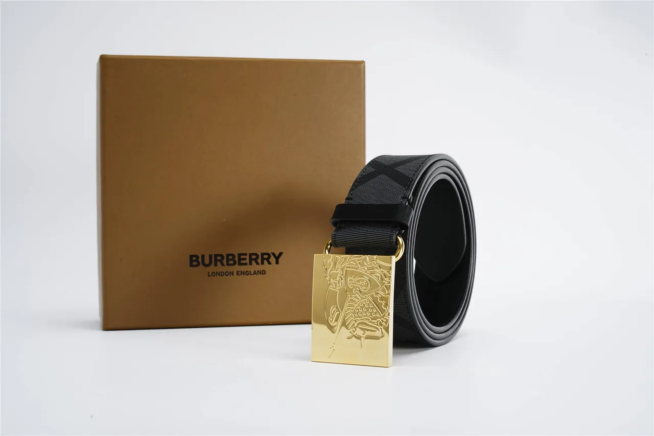 Burberry Knight Black House Check Woven Leather Belt 7