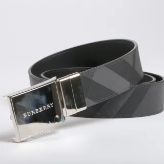 Burberry Knight Gray Black Geometric Check Leather Belt