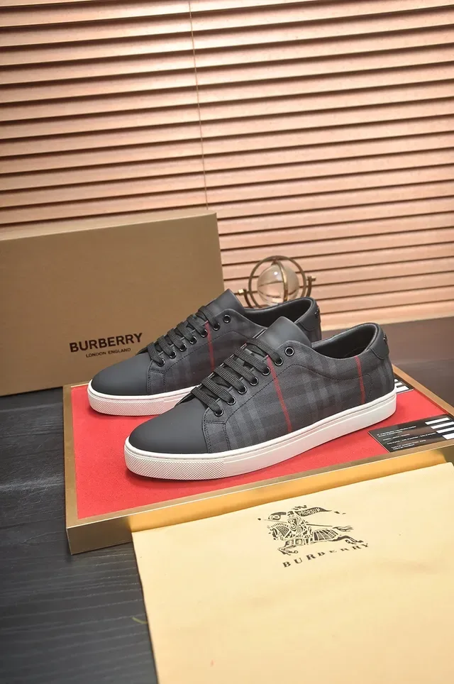 Burberry Knight Gray Check Red Stripe Lifestyle Sneakers 4