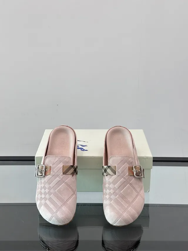 Burberry Lola rose beige matelassé tressage de panier daim maison check bride chaussures casuales 3