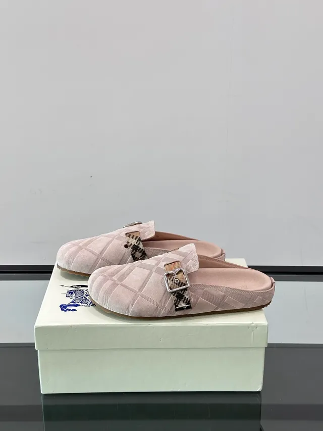Burberry Lola rose beige matelassé tressage de panier daim maison check bride chaussures casuales 4