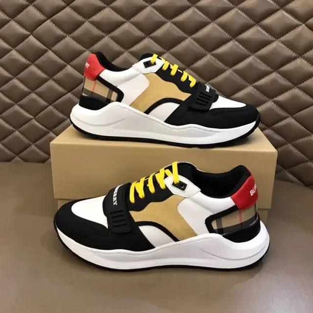 Burberry Lola White Black Chunky Sole Check Fabric Panel Lifestyle Sneakers 3