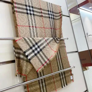 Burberry Monogram Check বেইজ ক্যাশমিয়ার স্কার্ফ