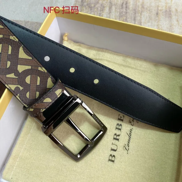 Burberry Monogram Ceinture réversible Marron Beige Noir Cuir 6