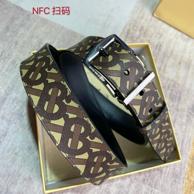 Burberry Monogram Ceinture réversible Marron Beige Noir Cuir 8