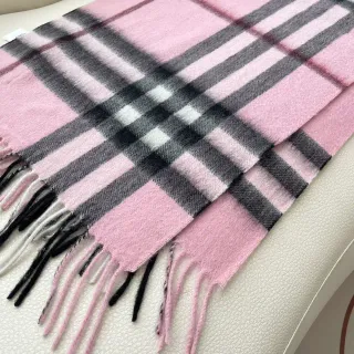 Burberry Nova Check Cachecol de Cachemira Rosa Preto Branco