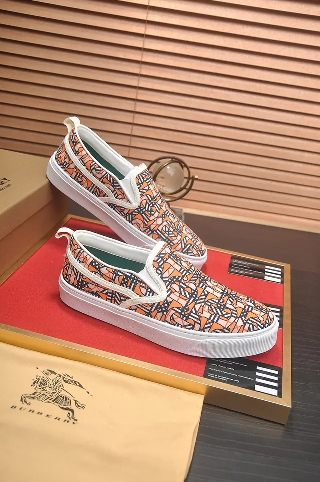Burberry Orange White Slip-On Monogram-Print Lifestyle Sneakers 3
