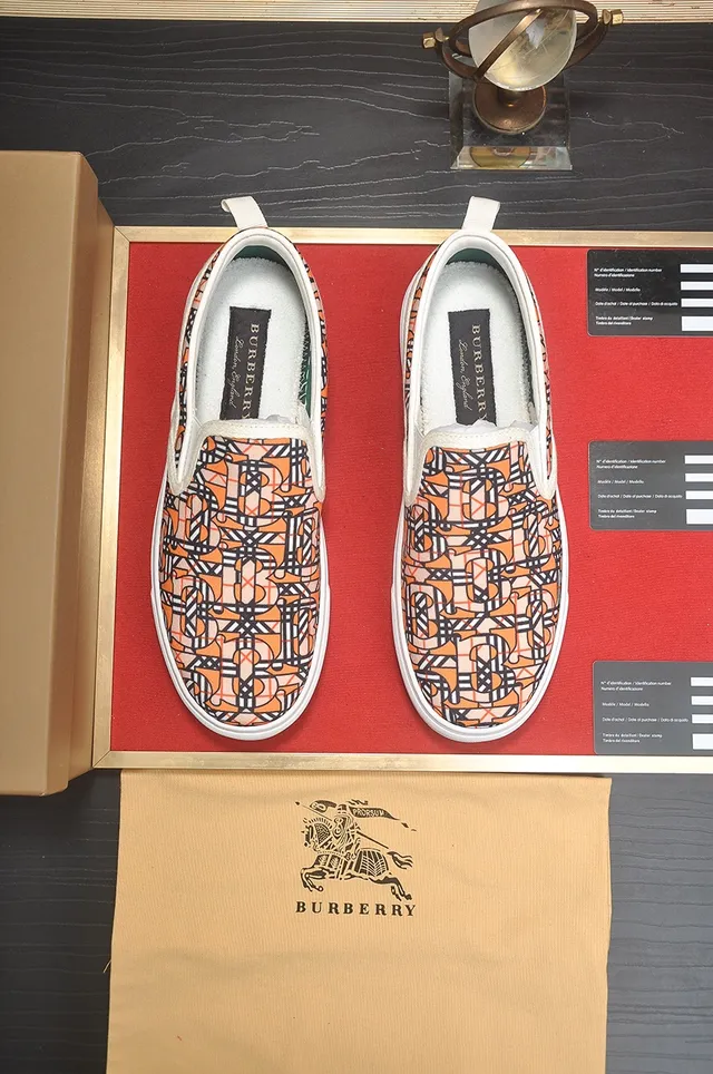 Burberry Orange White Slip-On Monogram-Print Lifestyle Sneakers 4